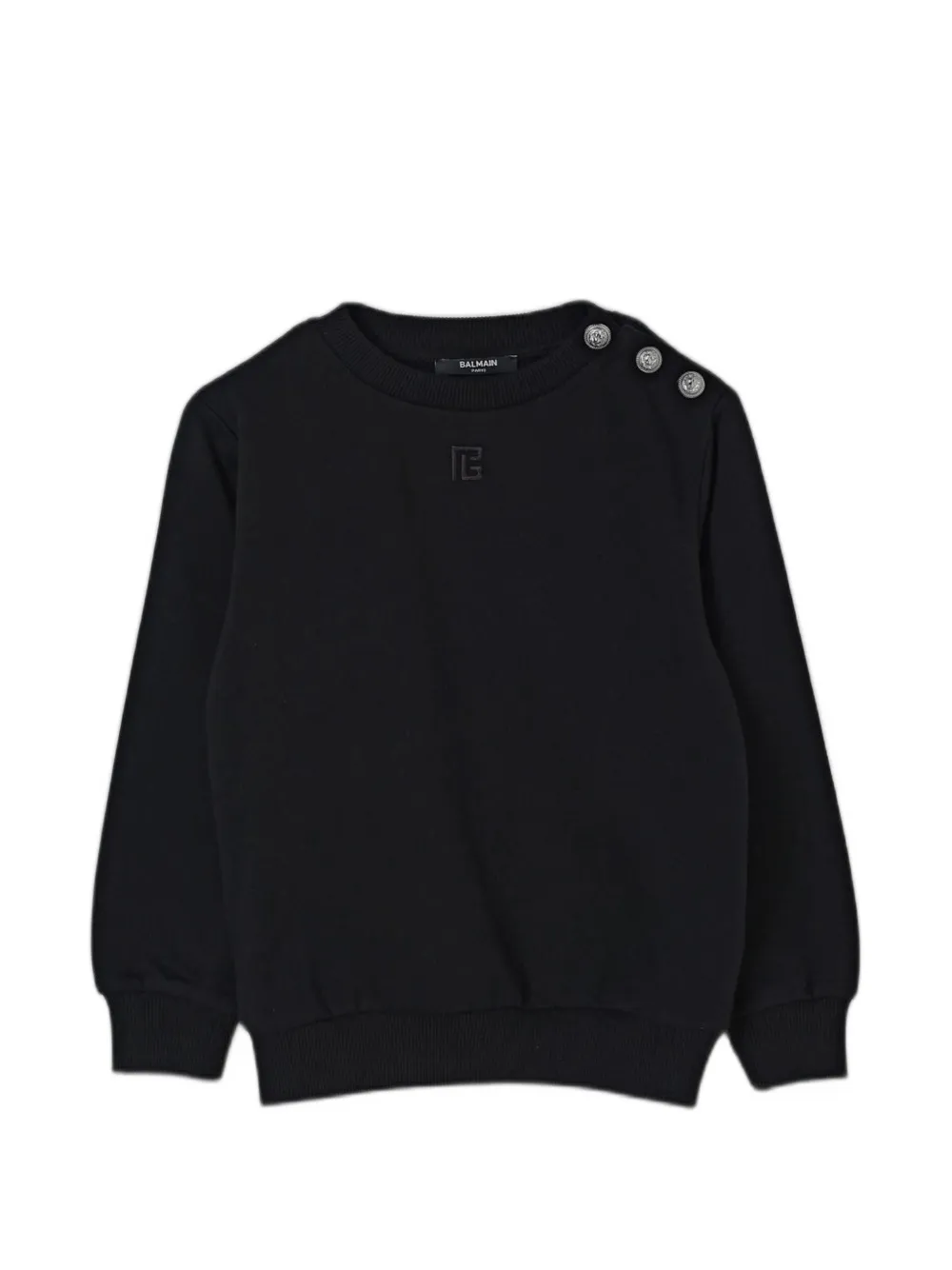 Balmain Kids logo-embroidered button-detail sweatshirt - Nero