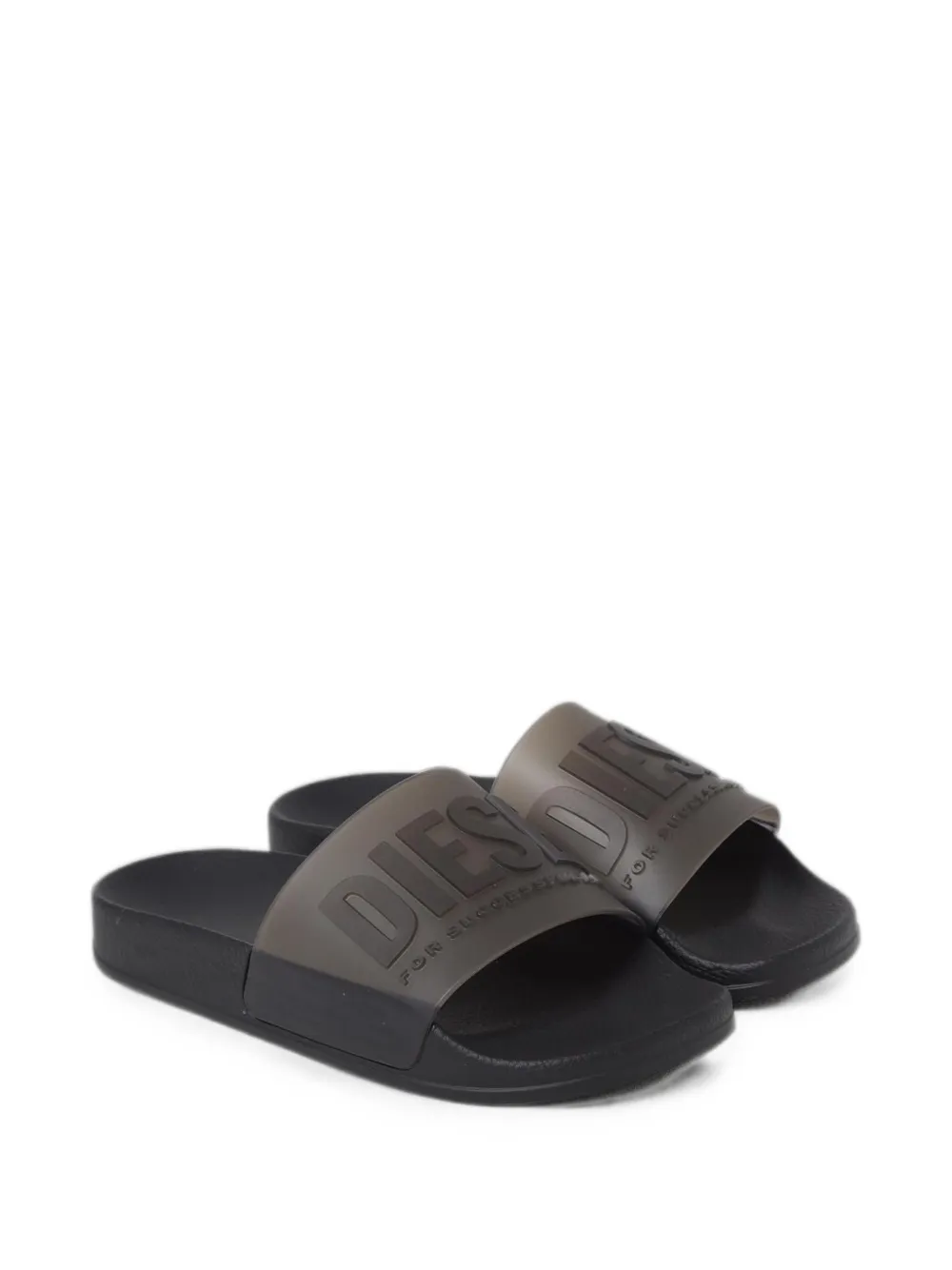 Diesel Kids logo-embossed slides Zwart