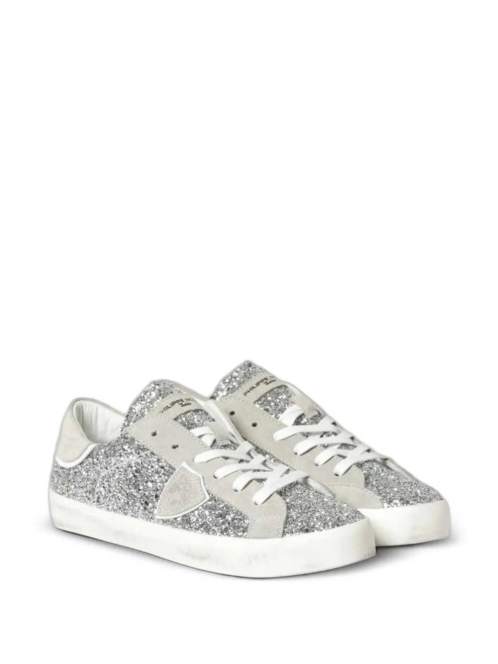 Philippe Model Paris Prsx glitter-effect suede-trim sneakers Zilver