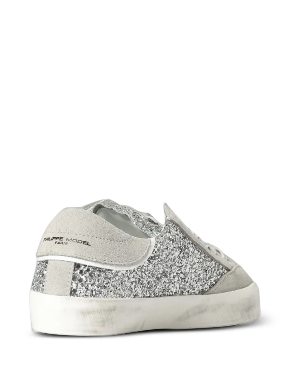 Philippe Model Paris Prsx glitter-effect suede-trim sneakers Zilver