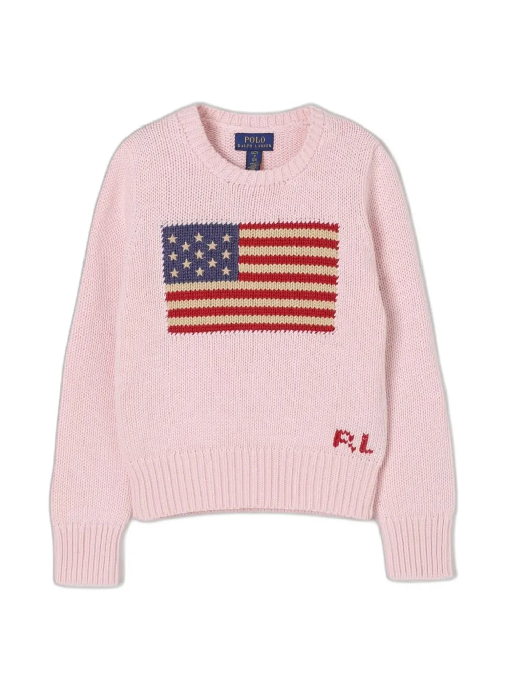 POLO RALPH LAUREN KIDS flag-intarsia knitted sweater - Rosa