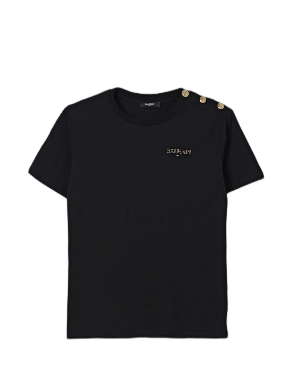Balmain Kids logo-print button-detail T-shirt - Nero