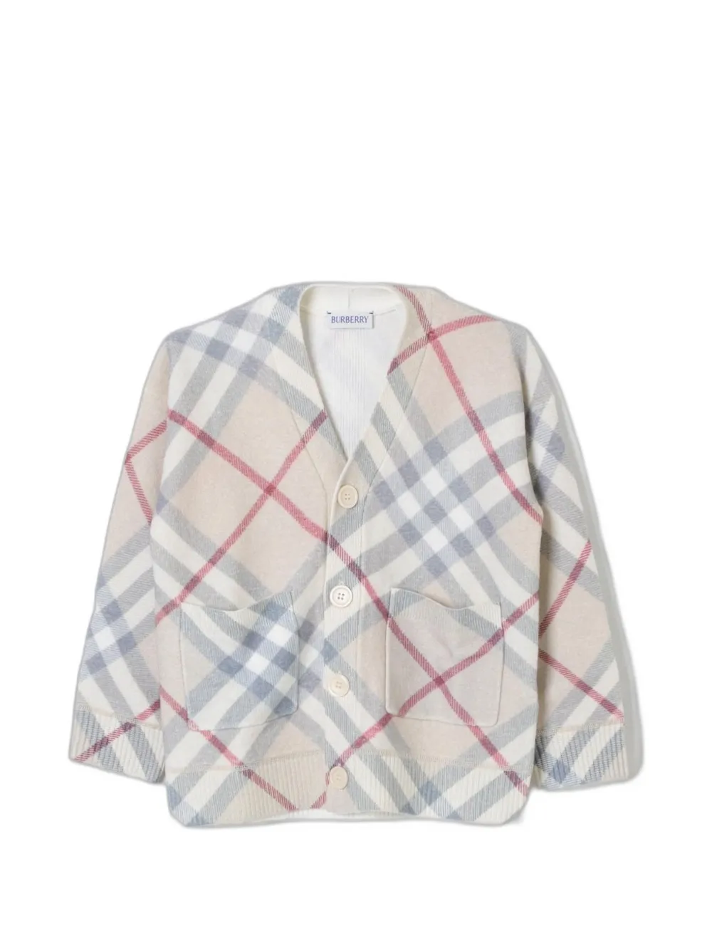 Burberry Kids check-pattern wool cardigan - Nude