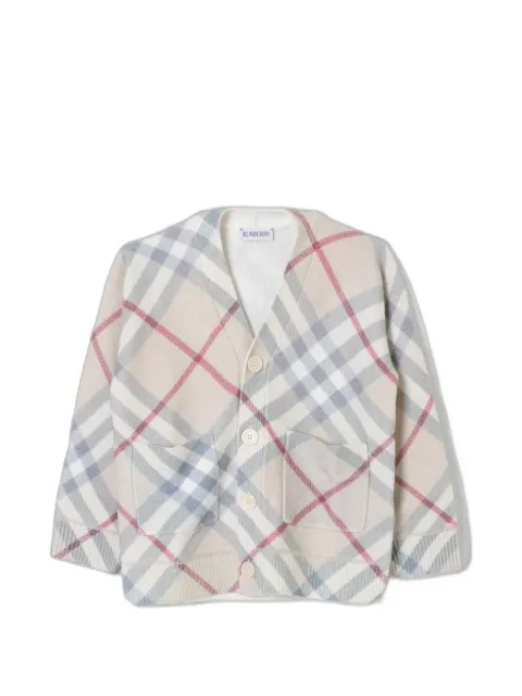 Burberry Kids check-pattern wool cardigan