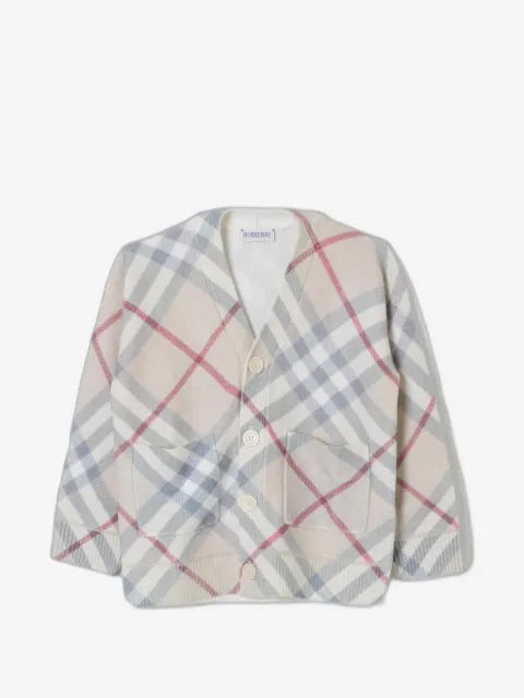 Burberry Kids check-pattern wool cardigan