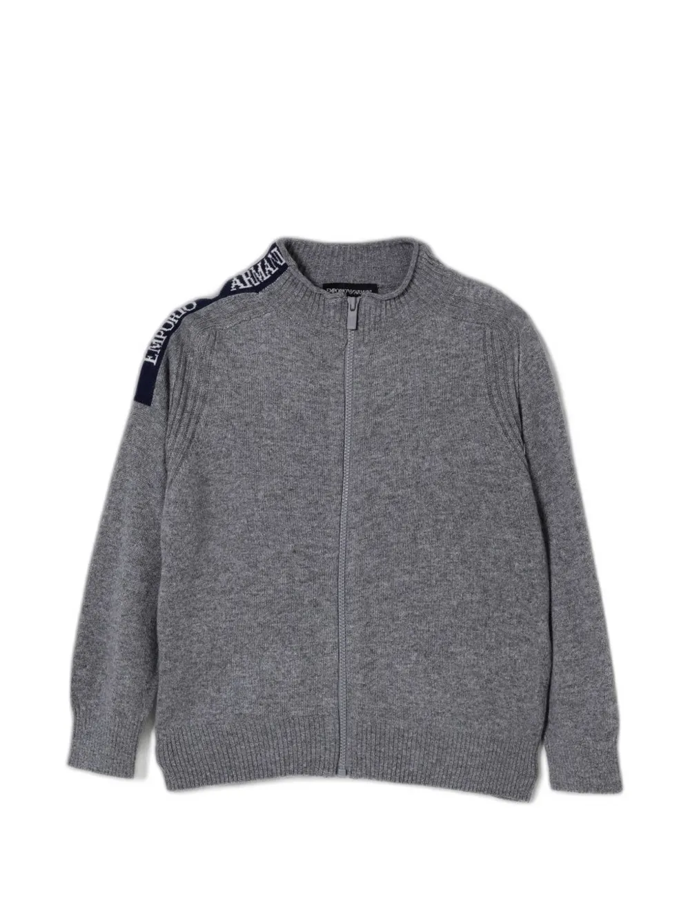 Emporio Armani Kids logo-tape zip-up cardigan - Grau