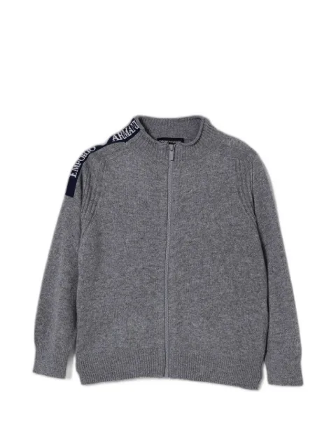 Emporio Armani Kids logo-tape zip-up cardigan