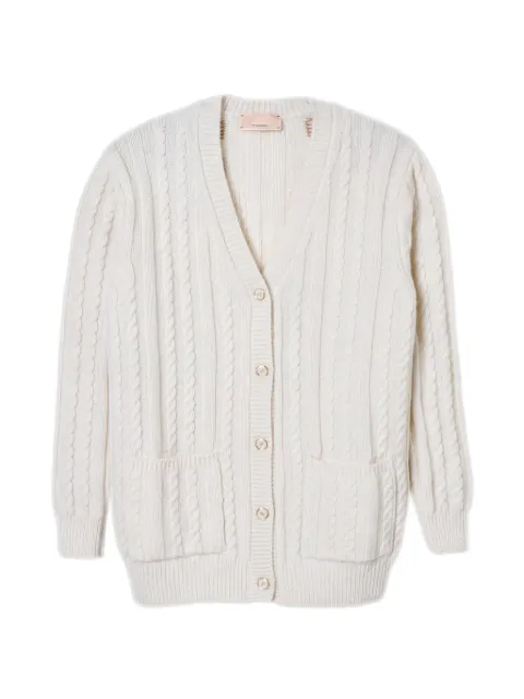 Elisabetta Franchi Kids cable-knit logo-print cardigan