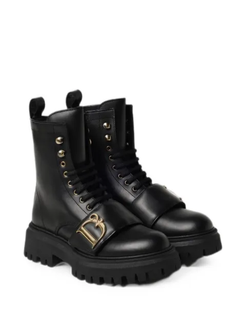 DSQUARED2 KIDS logo-plaque lace-up boots