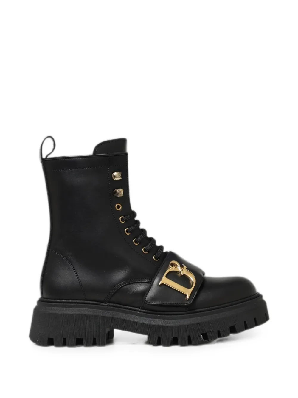 DSQUARED2 KIDS logo-plaque lace-up boots Zwart
