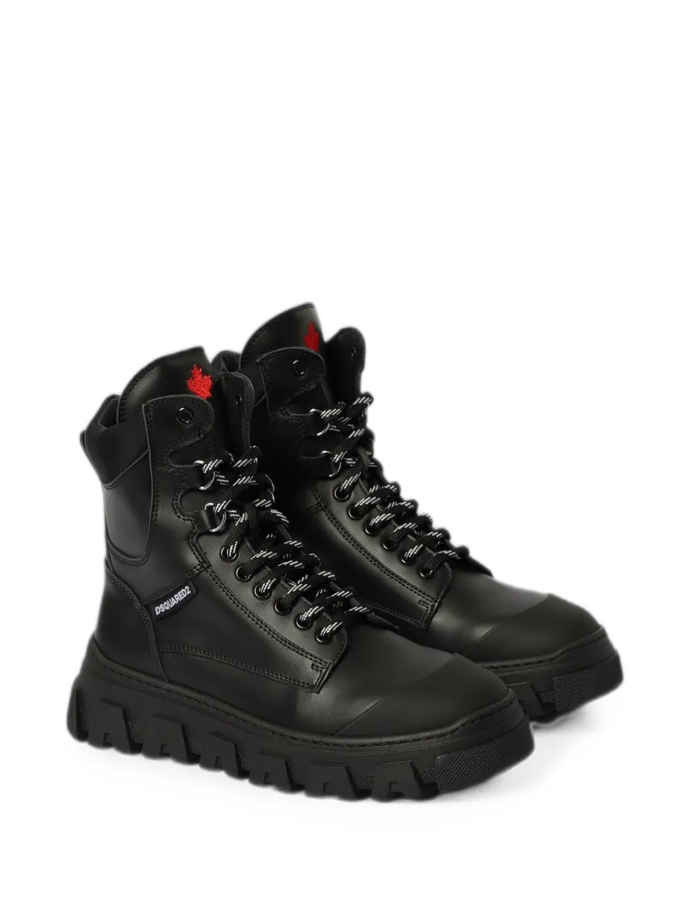 DSQUARED2 KIDS lace-up leather boots Zwart