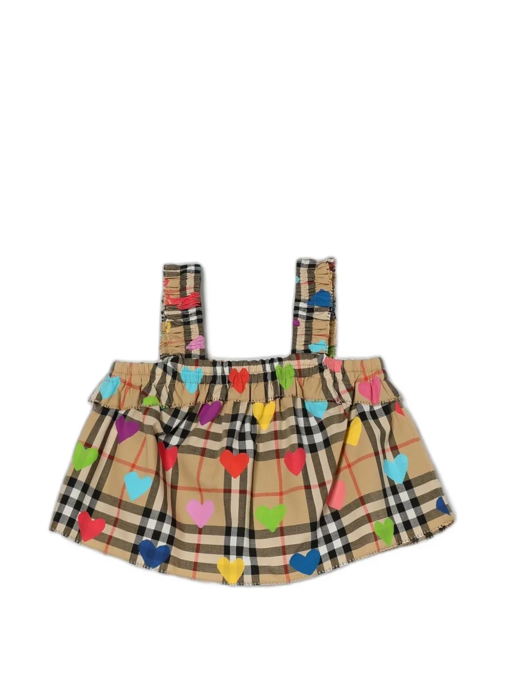 Burberry Kids check-print heart-motif blouse - Nude