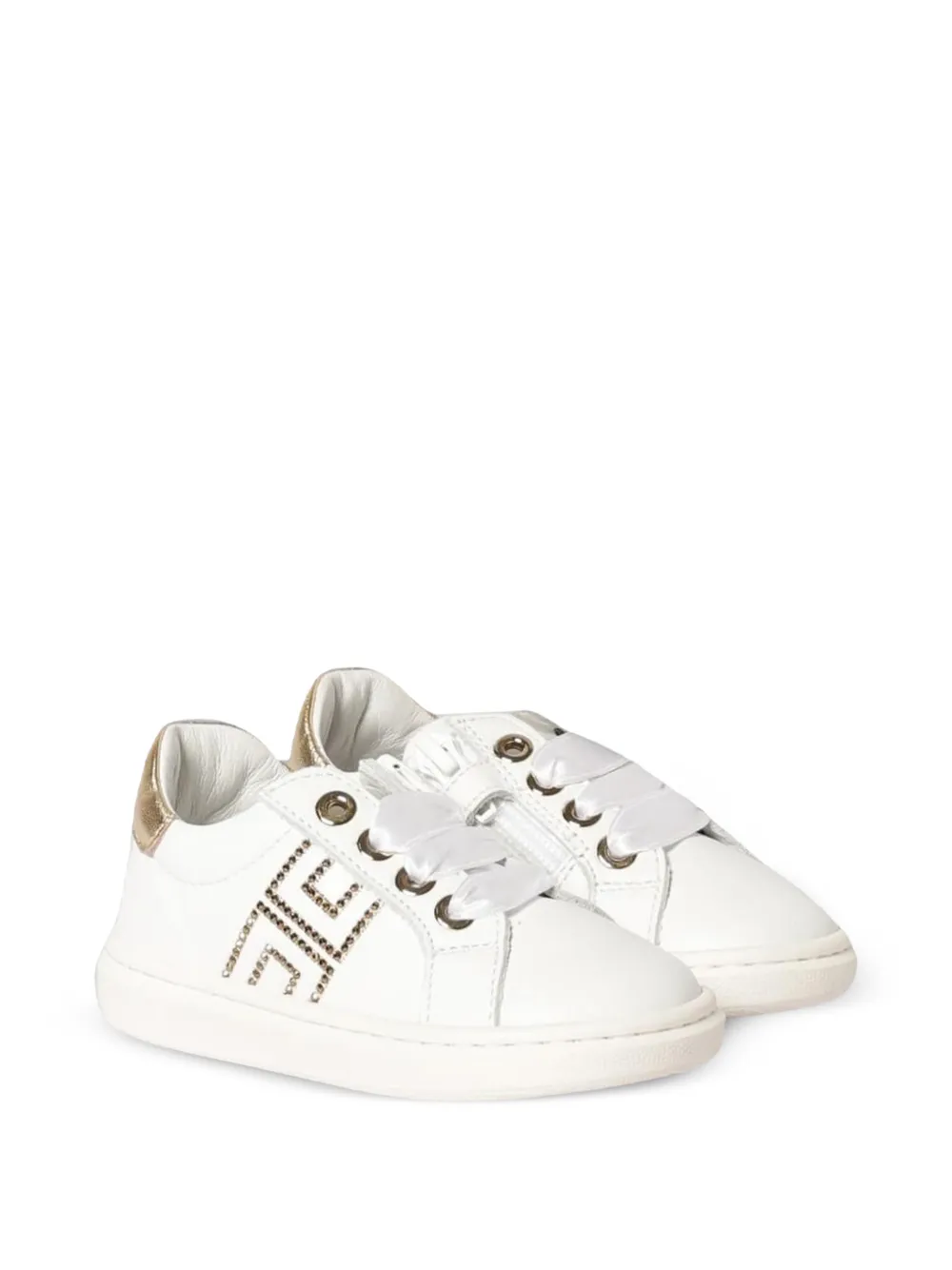 Elisabetta Franchi Kids logo-embellished leather sneakers Wit
