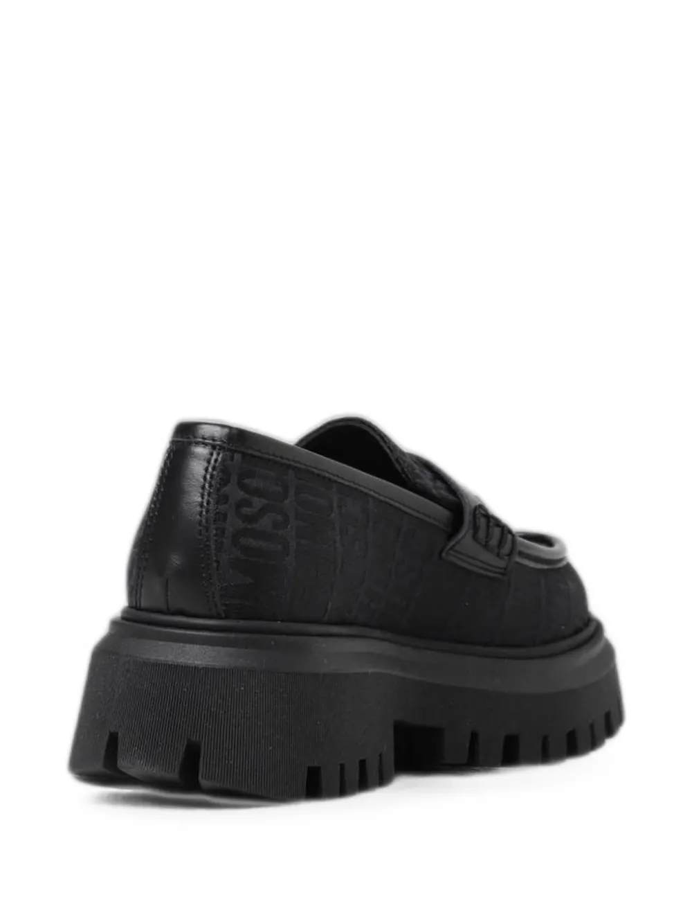 Moschino Kids jacquard-logo leather loafers Zwart