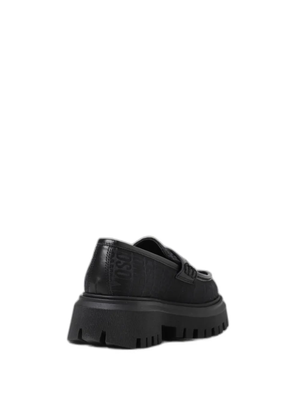 Moschino Kids jacquard-logo leather loafers Zwart