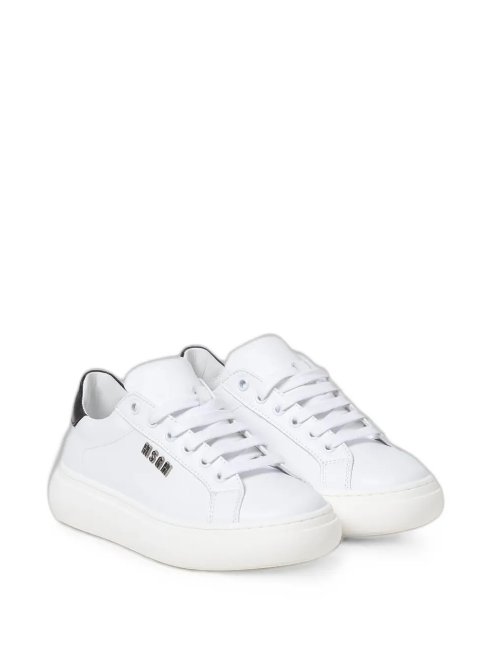 MSGM Kids logo-plaque leather sneakers Wit