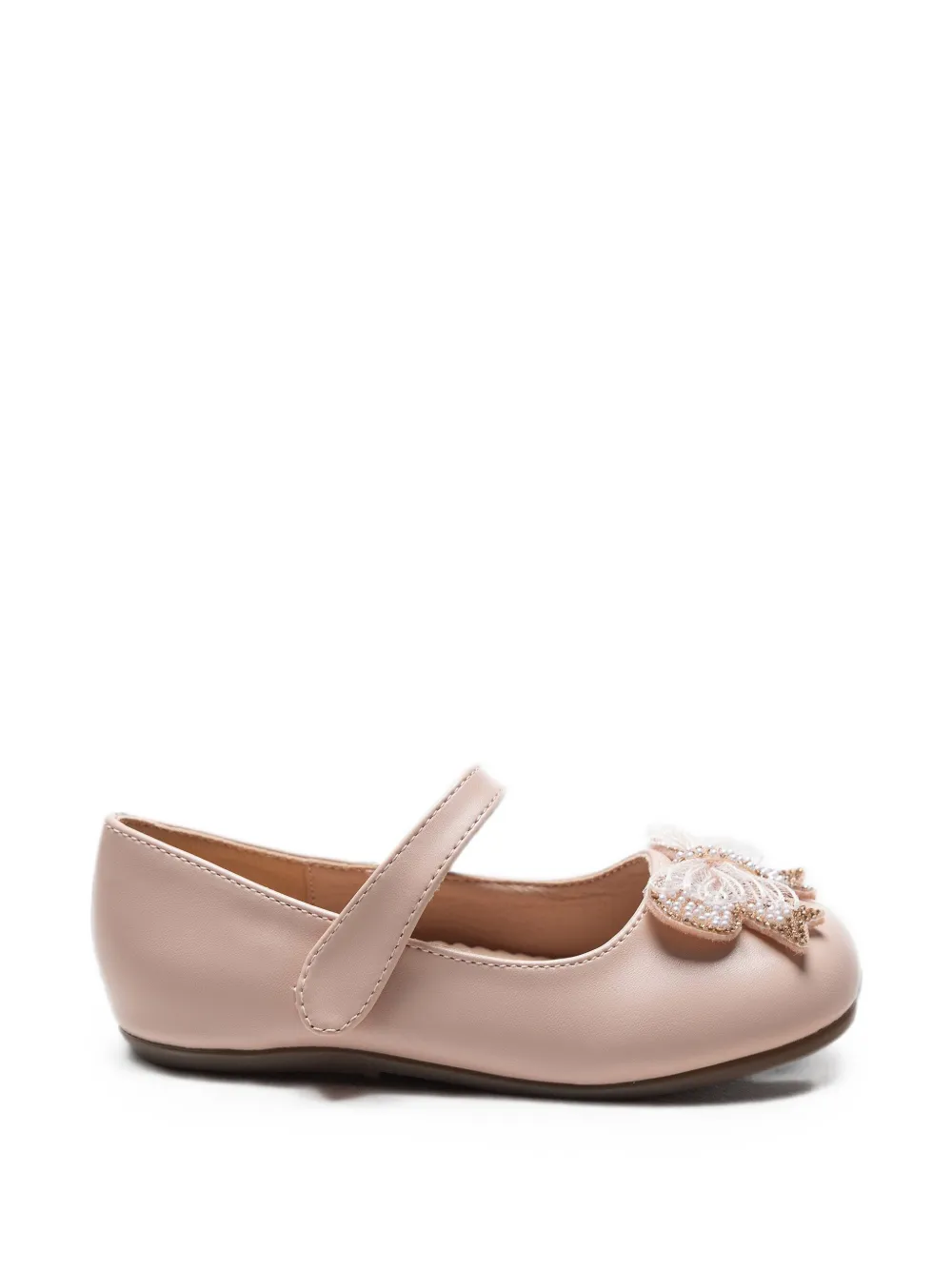 Tulleen Charlotte bow-detail touch-strap ballet flats - Pink