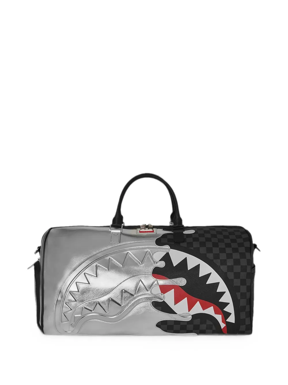 sprayground kid shark mouth checkered duffle bag - Nero