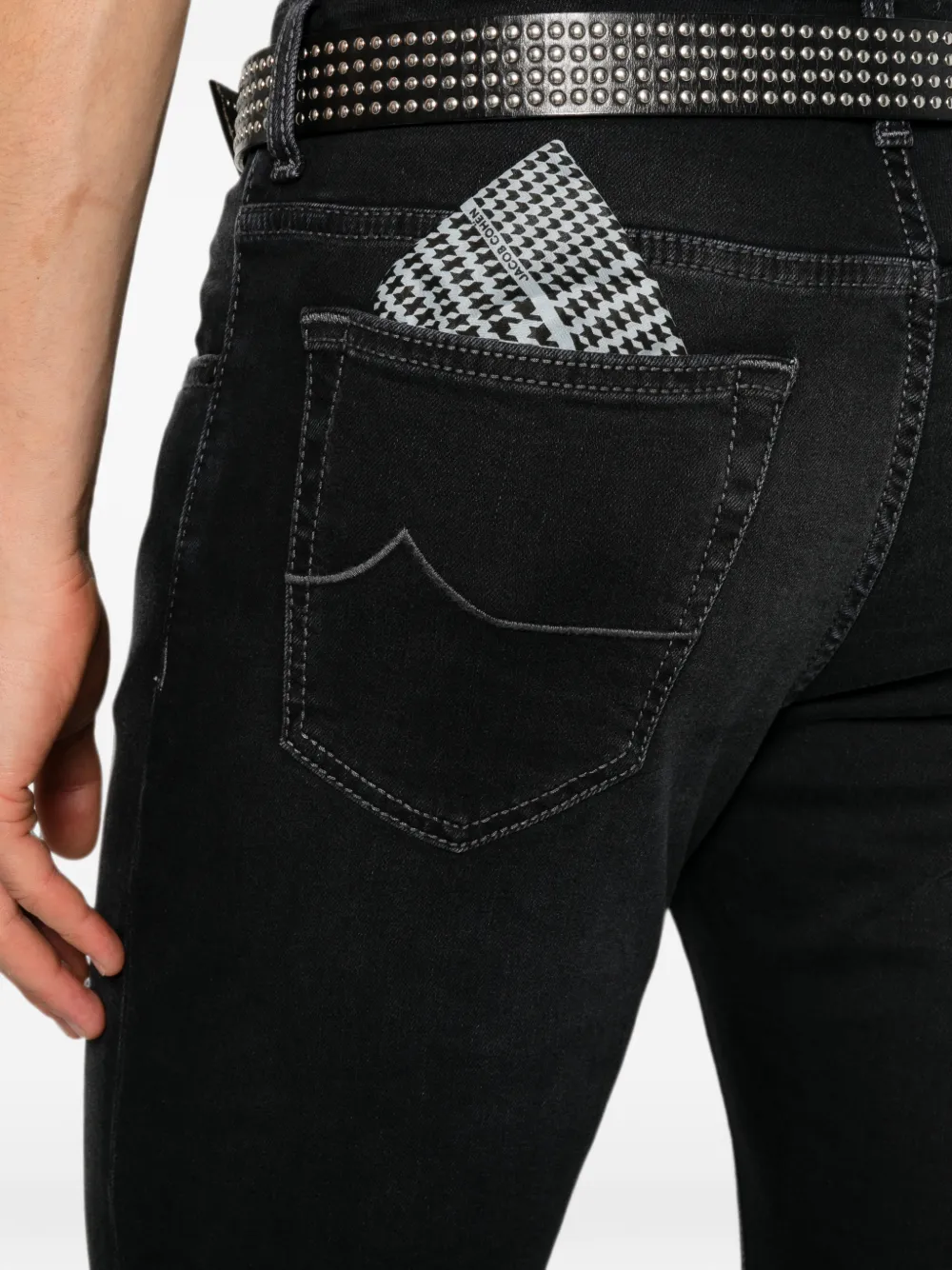 Jacob Cohën Skinny jeans met logopatch Zwart