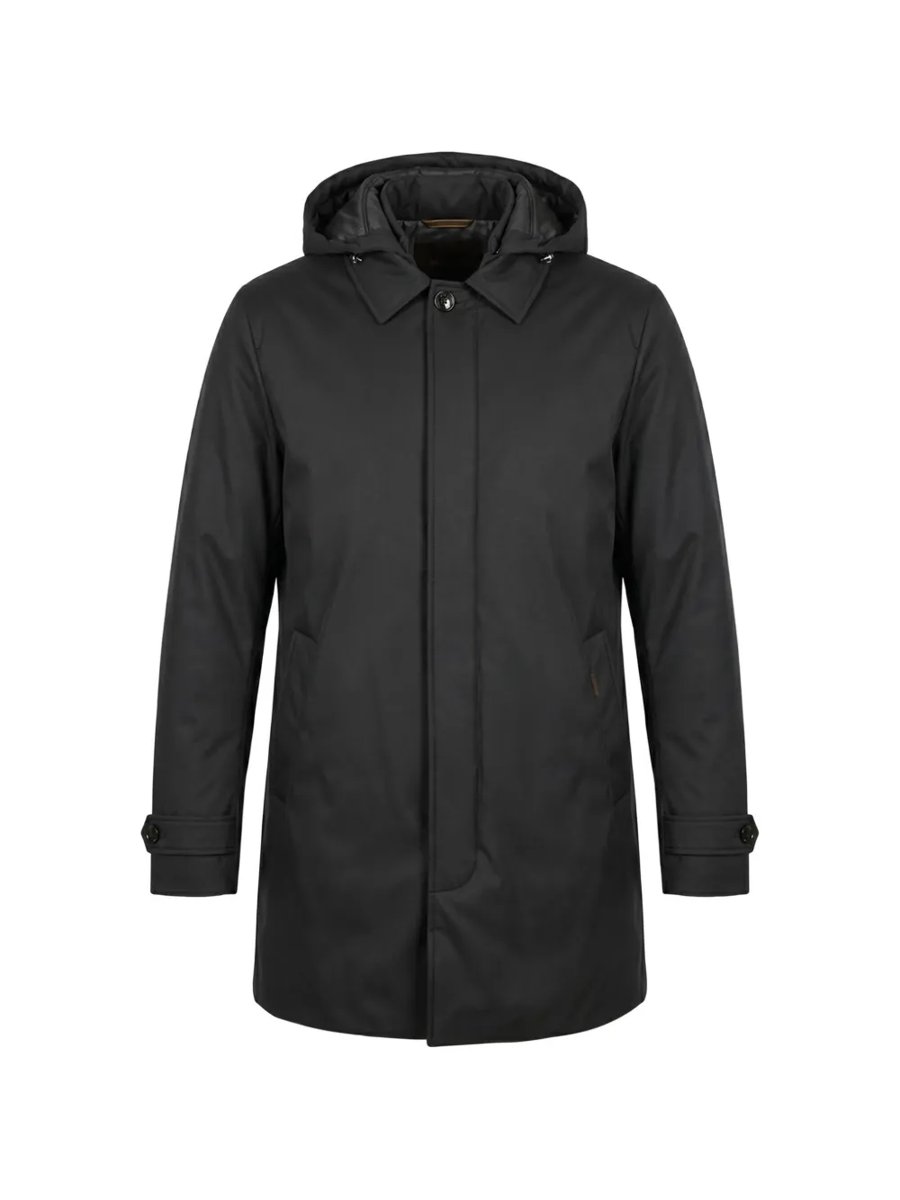Moorer hooded button-up coat - Schwarz