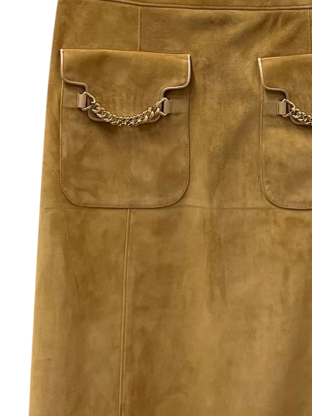Gucci Suède midi-rok met kettingdetail Bruin