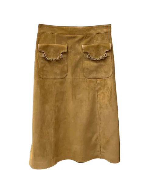 Gucci chain-detail suede midi skirt