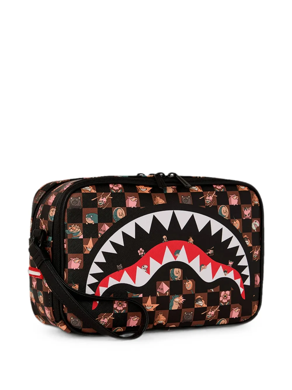 sprayground kid Shark Mouth geruite toilettas Zwart