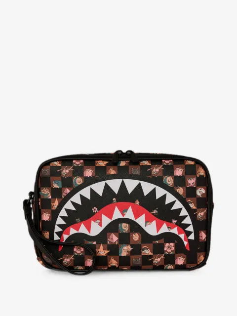 sprayground kid shark mouth checkered wash bag