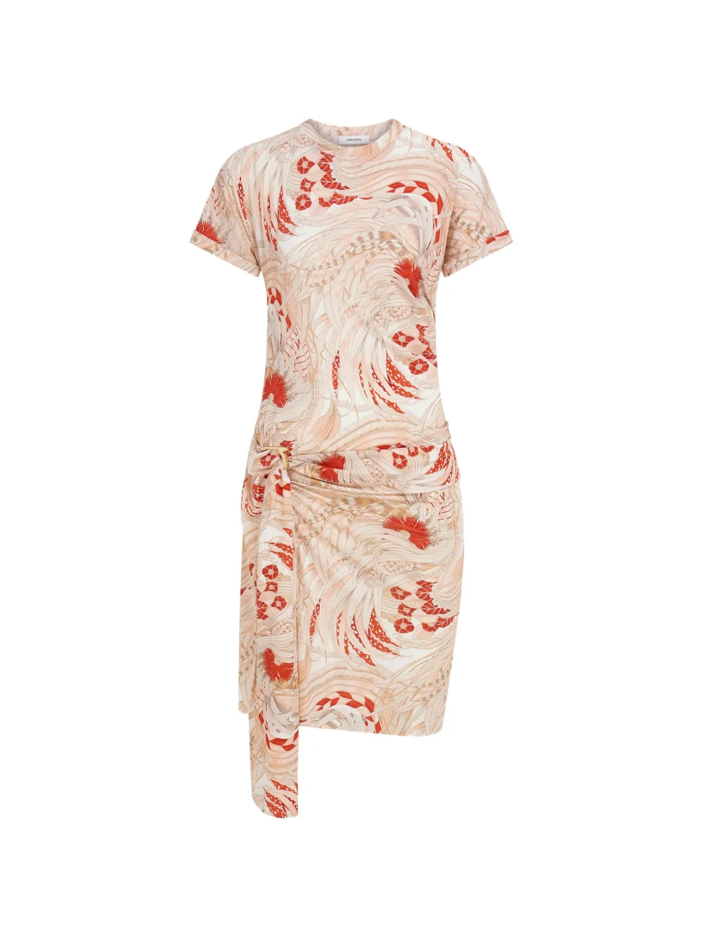 Ferragamo rooster print draped dress - Nude