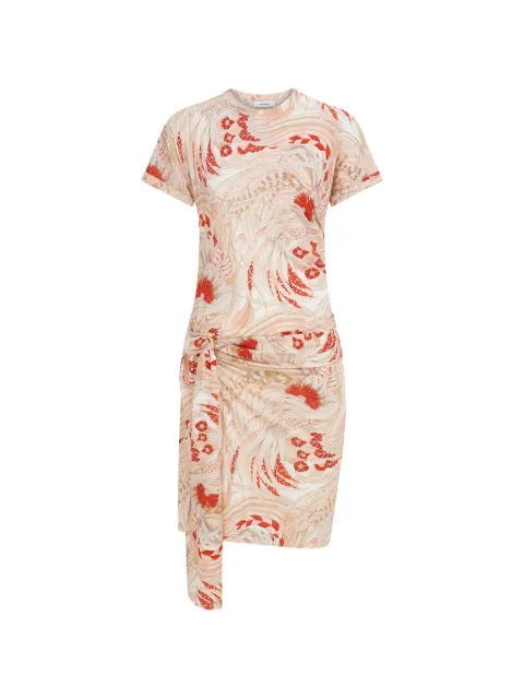 Ferragamo vestido drapeado con gallo estampado