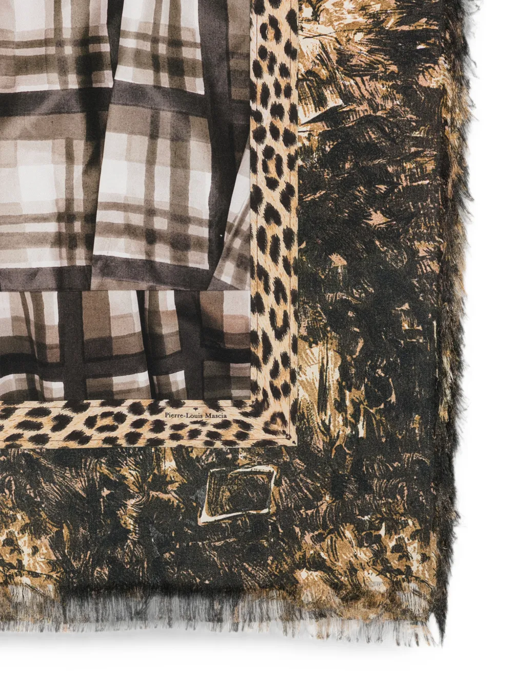 Pierre-Louis Mascia Geruite sjaal met luipaard-print Bruin