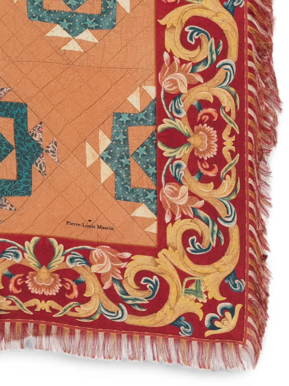 Pierre-Louis Mascia Sjaal met geometrische print en franje Beige