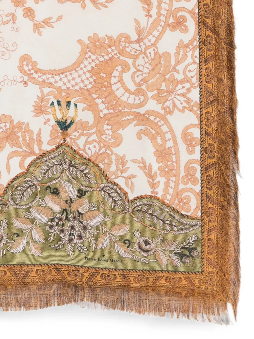 Pierre-Louis Mascia Sjaal met bloemenprint en franje Beige
