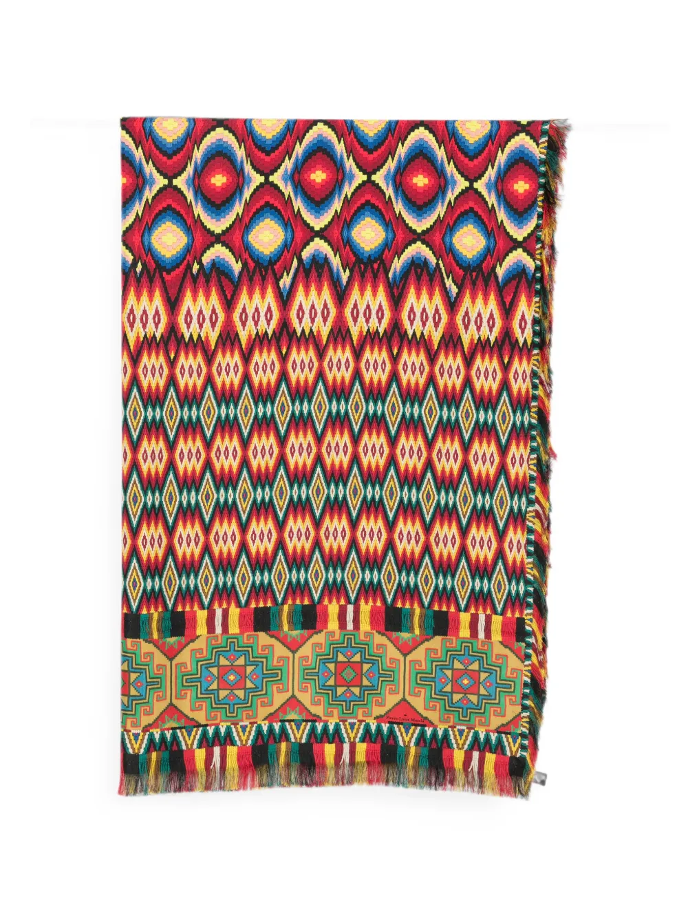 Pierre-Louis Mascia geometric-print fringed scarf - Rosso
