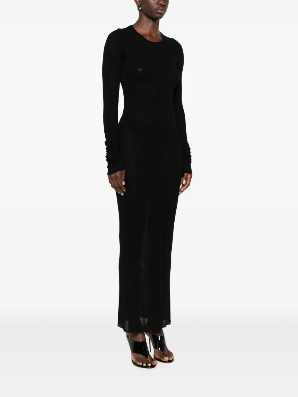 Rick Owens Geribbelde jurk met lange mouwen Zwart