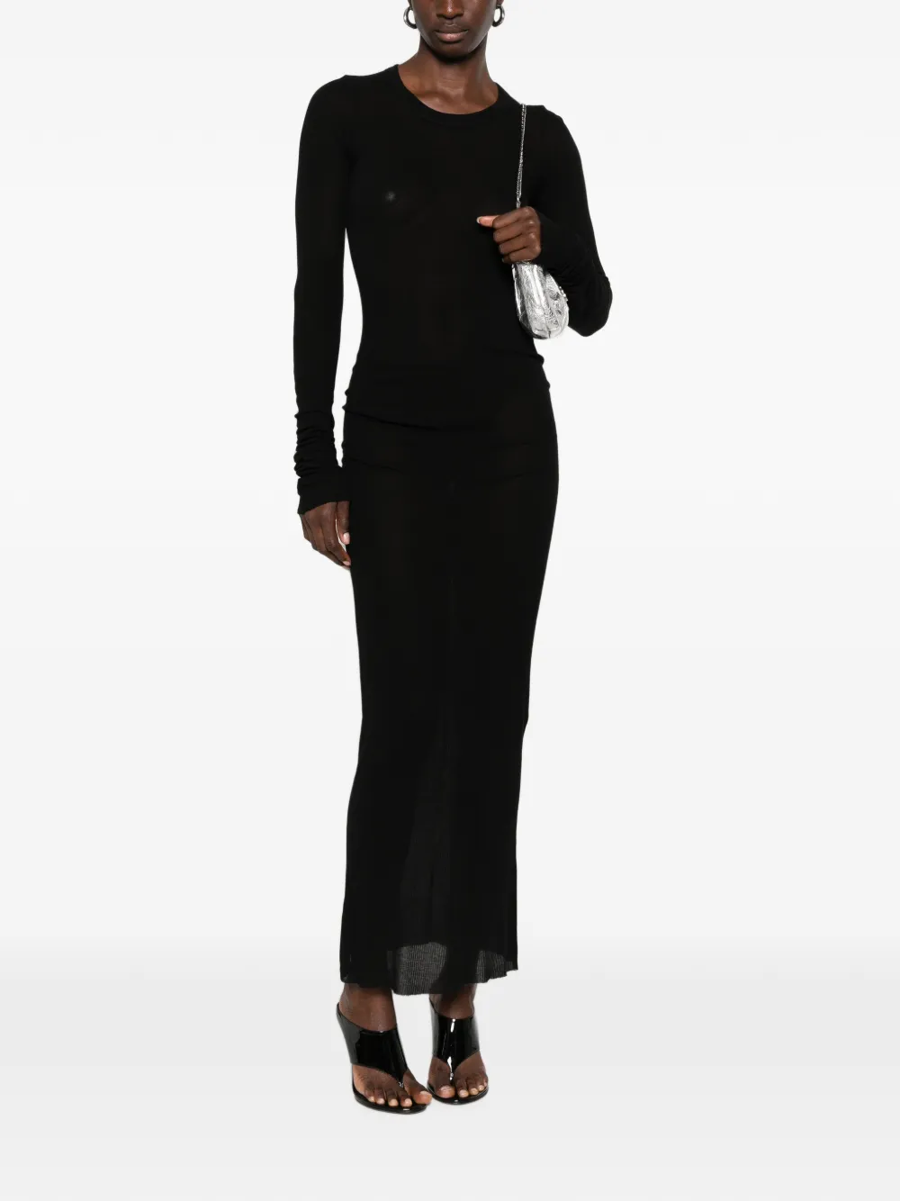 Rick Owens ribbed long-sleeve dress - Nero