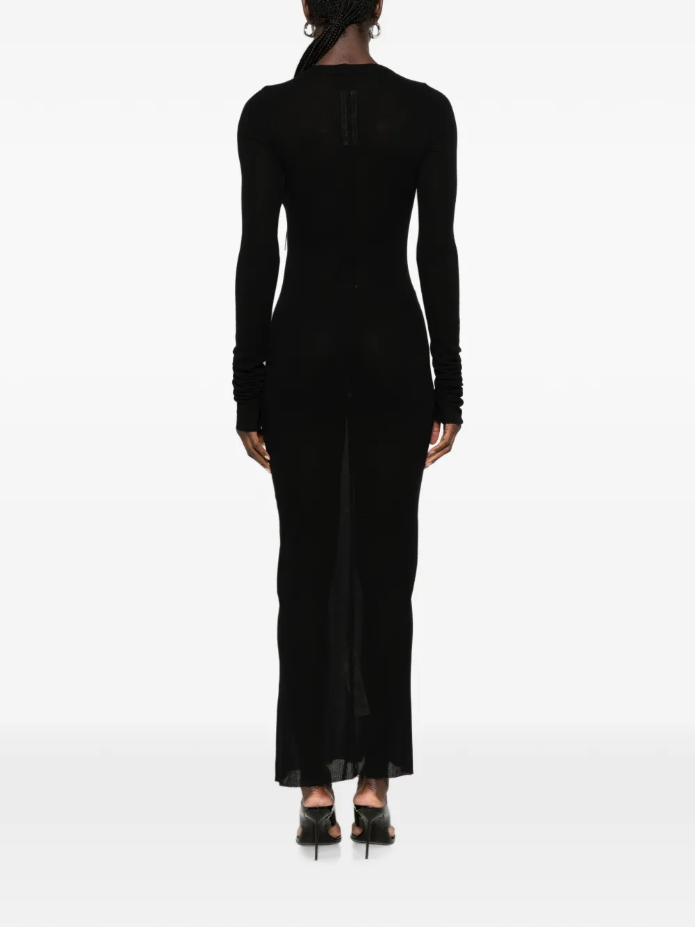 Rick Owens Geribbelde jurk met lange mouwen Zwart