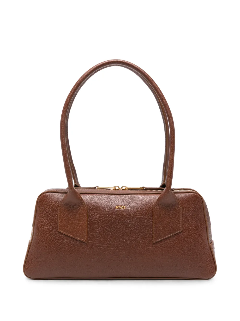 Nº21 Malibu logo-plaque pebbled shoulder bag - Marrone