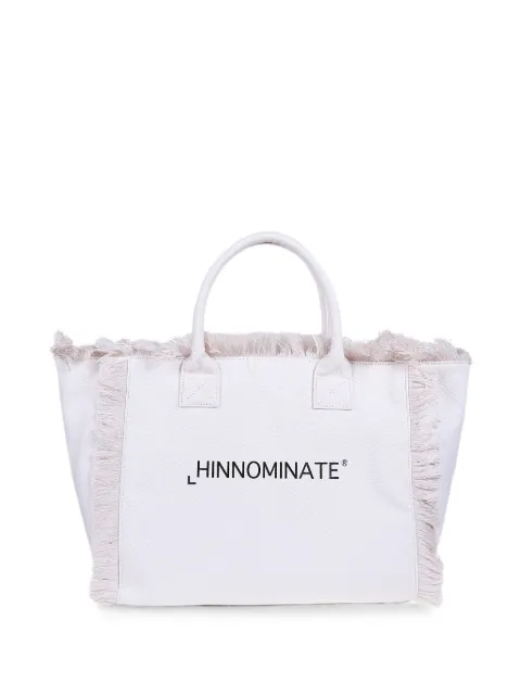 HINNOMINATE large fringed logo-print tote bag