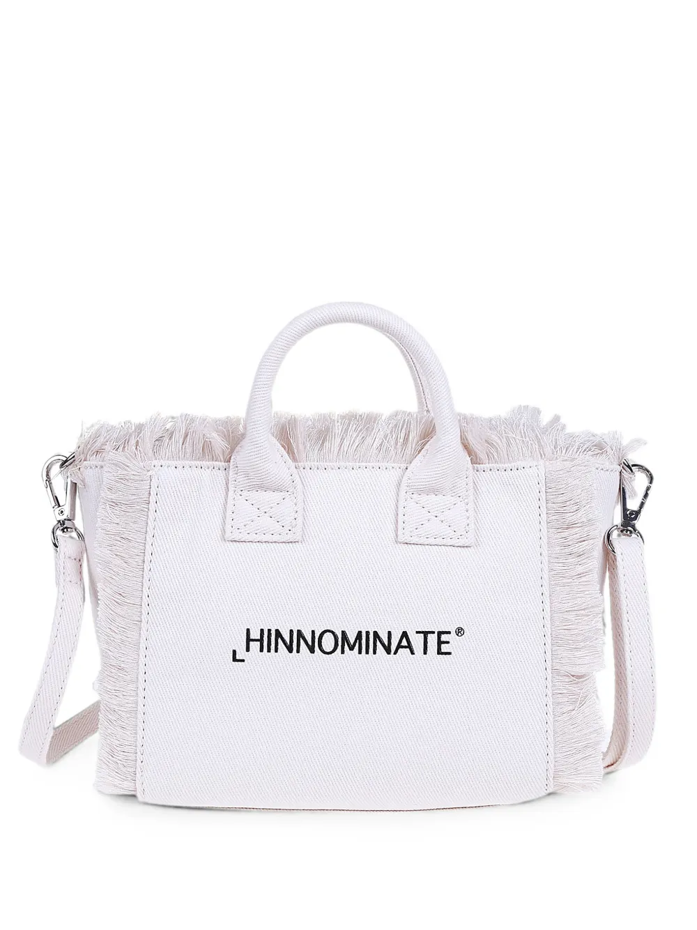 HINNOMINATE small fringed logo-print shoulder bag - Bianco