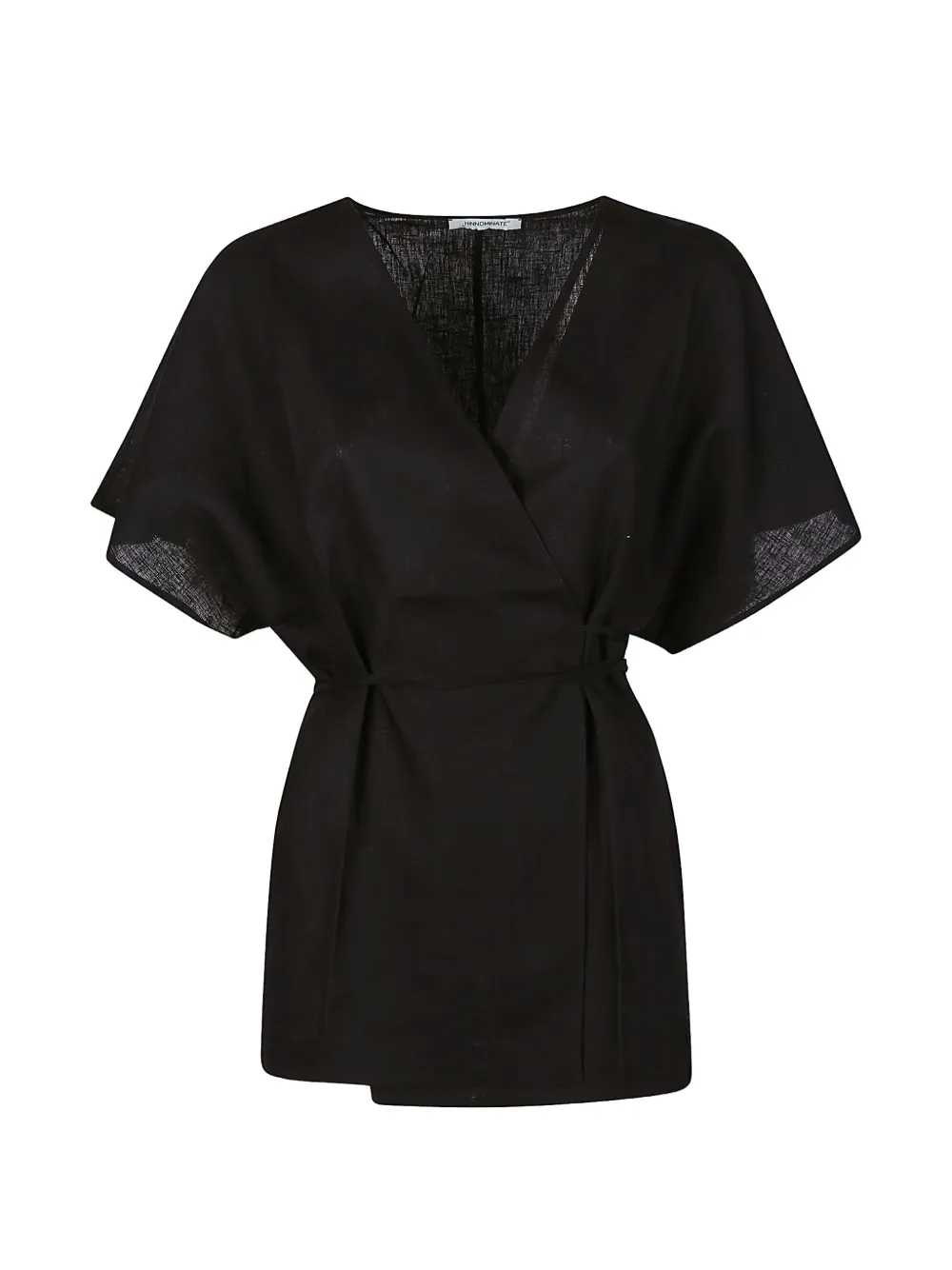 HINNOMINATE wrap-style linen shirt - Schwarz