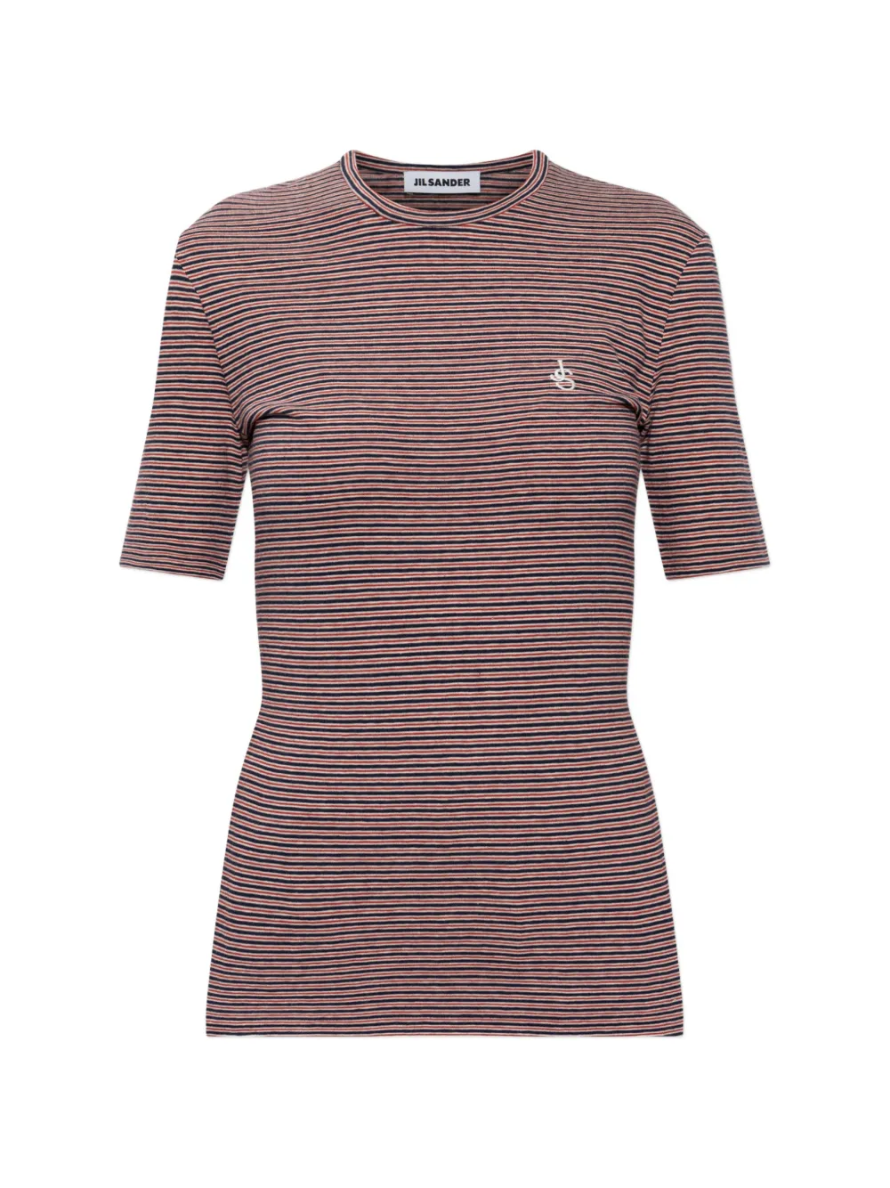 Jil Sander T-shirt a righe con logo ricamato - Blu