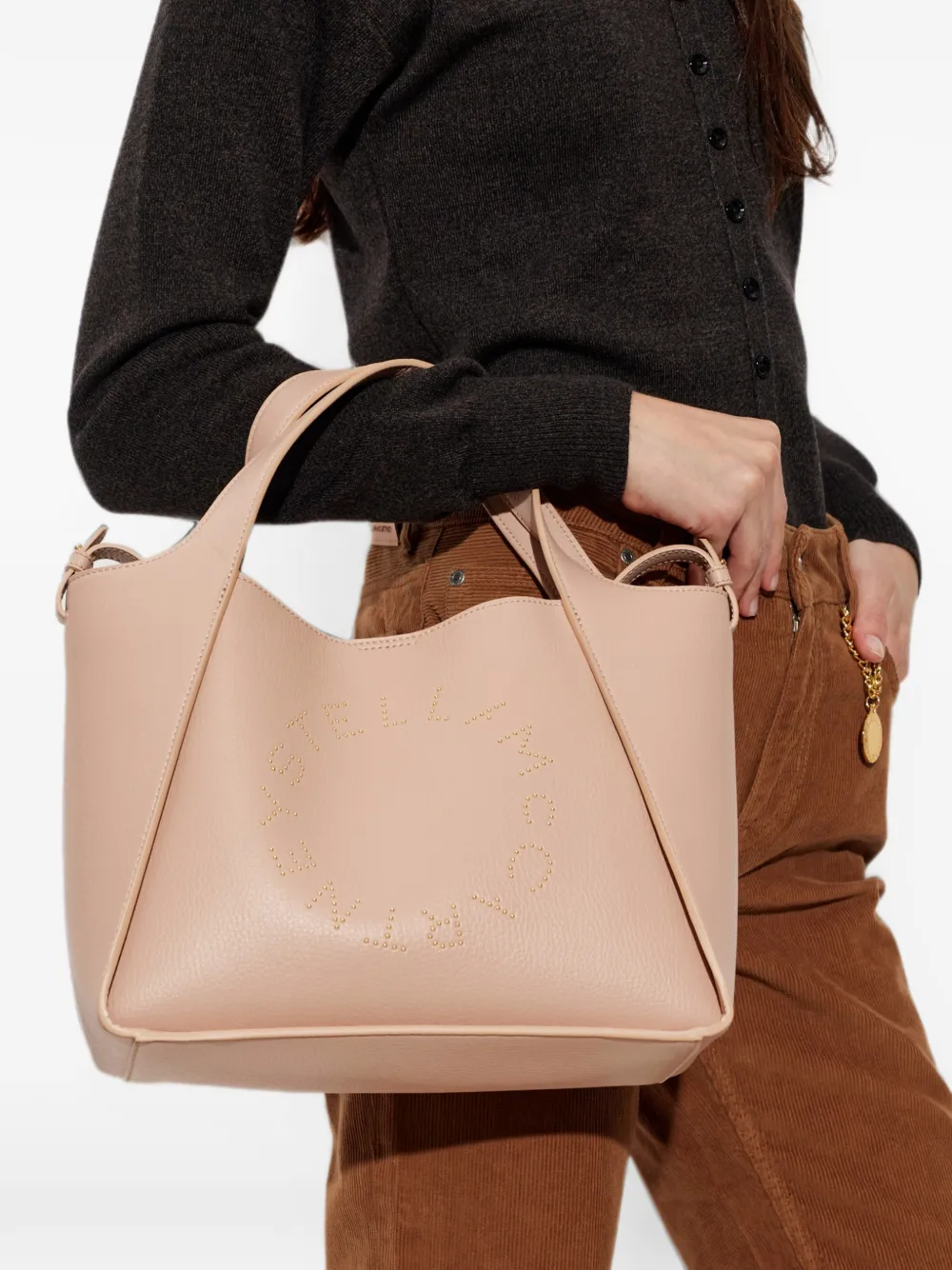 Stella McCartney Crossbody shopper met logo Beige