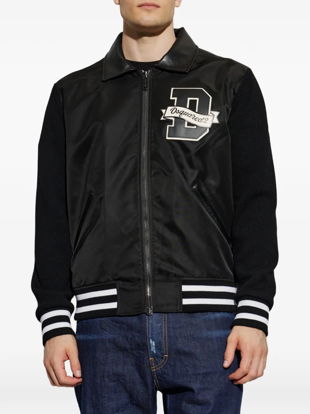 DSQUARED2 Bomberjack met logopatch Zwart