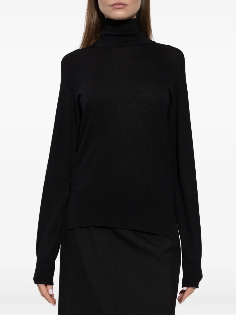 Jil Sander Coltrui met zijsplit Zwart