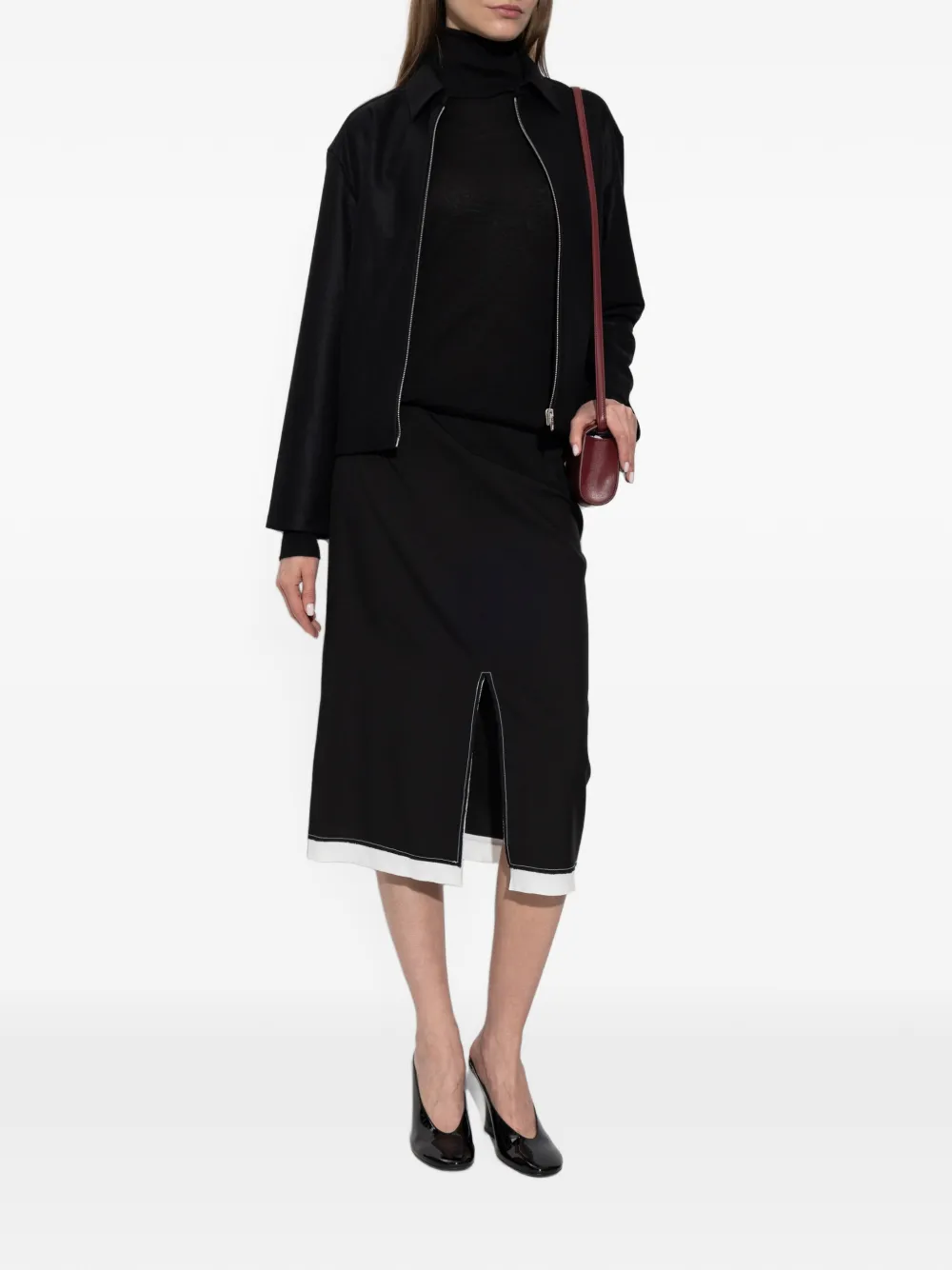 Jil Sander Coltrui met zijsplit Zwart