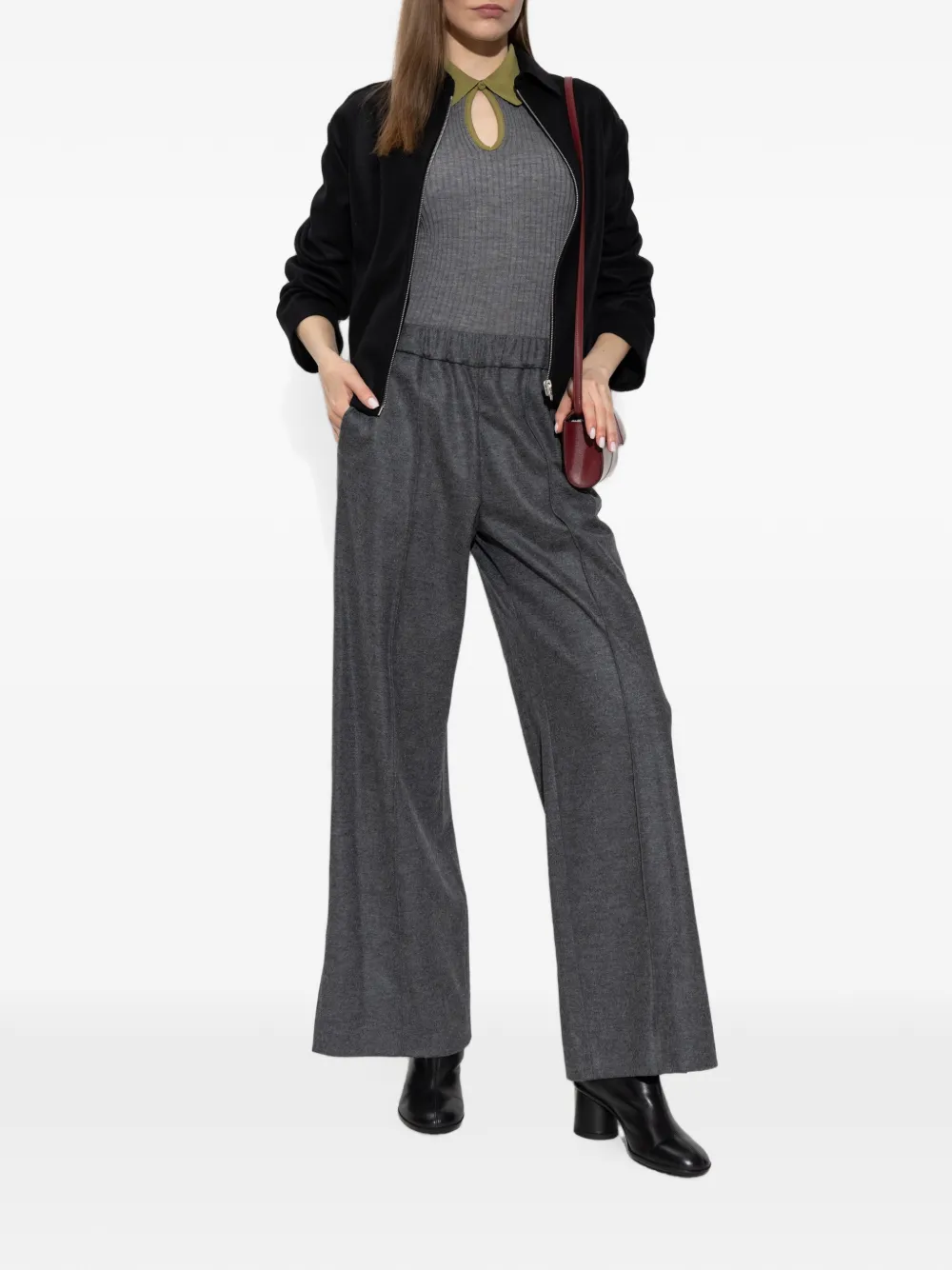 Jil Sander Wollen broek met gestikte naad Grijs