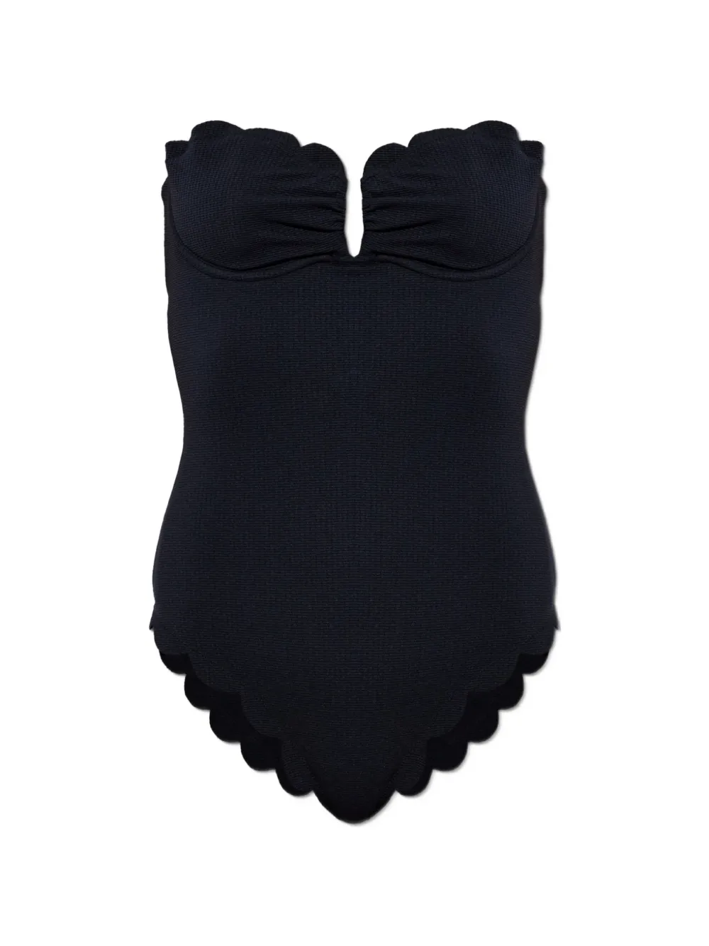 Marysia Lisbon scalloped-edge strapless swimsuit - Nero