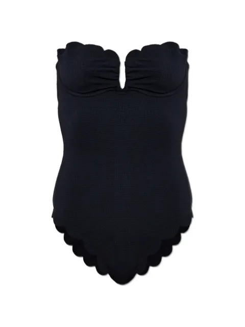 Marysia Lisbon scalloped-edge strapless swimsuit