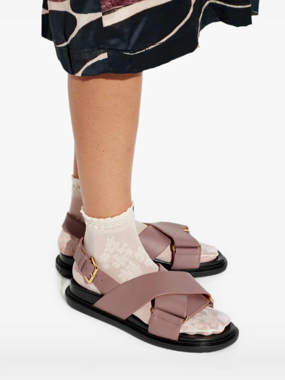 Marni criss-cross buckled sandals Roze